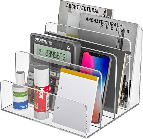 حامل ملف أكريليك 2 مقصورة ، منظم ملفات مكتب مسح ، منظم مجلدات مجلة Office Magazine in Kuwait