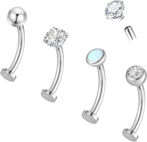 4 Pcs 14G Titanium Floating Belly Button Rings for Women Hypoallergenic Flat Back Belly Button Ring 8mm/10mm/12mm/14mm Internally Threaded CZ Navel Rings Piercing Jewelry in Kuwait