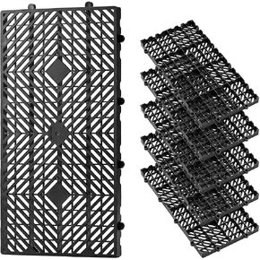 VEVOR Plastic Pallets, 6 Pcs Plastic Pallets for Basement Storage, Nestable Lightweight Waterproof Storage Pad with Breathable Grid for Indoor Outdoor Supermarket Warehouse, 23.6"x11.8"x1.2", Black in Kuwait