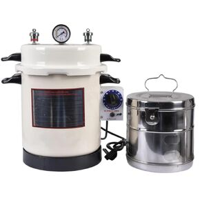 DOZIA 13 Litre Electric Autoclave Sterilizer with Timer | White Epoxy Coated Body | Includes 8x8 Stainless Steel Sterilization Drum in Kuwait