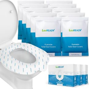 Toilet Seat Covers Disposable Flushable - Regular Size (16x19") - Travel Size Individually Wrapped, Soft & Strong, Pocket Size, for Public Restrooms at the Office, for Commuters or Holiday (10 Pack) in Kuwait