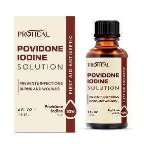 Povidone Iodine Solution 10% - 4oz Iodine Liquid for Preventing Infection - First Aid Antiseptic for Skin Prep, Burns and Wounds in Kuwait