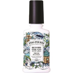 بخاخ المرحاض Poo-Pourri Before-You-Go، ملح البحر المنعش، 4 أونصة سائلة، ما يصل إلى 200 استخدام، مزيل الروائح الكريهة للحمام، نباتي مع الزيوت العطرية، للمنزل أو العمل، ملح البحر، رائحة البرغموت والأوكالبتوس، (عبوة من قطعتين) in Kuwait
