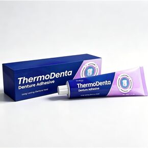 Sylovona Glow Denture Adhesive, All-Day Secure Hold for Loose False Teeth, Zinc-Free Cushioned Comfort Denture Cream, Portable Tube for Full & Partial Dentures, 1.41oz in Kuwait