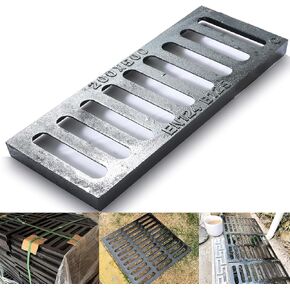 Cast Iron Drain Grate, 10 * 10in Outdoor Drain Cover, B125 Class Ductile Iron Channel Drainage Grates, Heavy Duty Sewer Grate,Black Square Drain Grate for Yard,Driveway,Concrete Floor. in Saudi Arabia