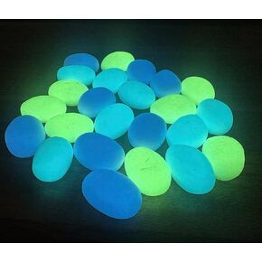 Glow in the Dark Pebbles, Multicolor, Natural Resin, 1.77 Inch Oval Stones, 20 Count, Solar Powered for Garden, Pathway, and Landscape Decor (40) in Saudi Arabia