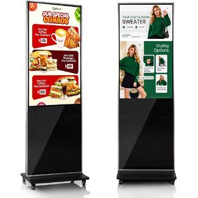 كشك عرض لافتات رقمية مقاس 43 بوصة إعلان قائم على الأرضية | تخزين 4K Android 14 4 + 32، مدخل USB WiFi HDMI Bluetooth، شاشة مقسمة ذكية، CMS مجاني، 700 شمعة في المتر المربع، عمر أكثر من 50000 ساعة in Kuwait