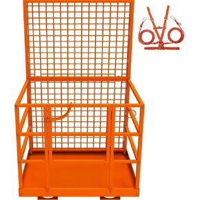 43"x45" Forklift Platform Safety Cage,Work Platform for Loader,Man Basket for Forklift,1800lbs Capacity with Safety Harness & Lock,2-Man Collapsible Lift Basket for Lifting Loader (Orange NO Wheels) in Saudi Arabia