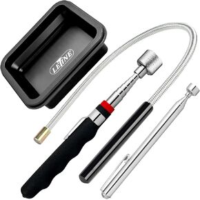 LETINE 4 Pack Magnetic Pickup Tool Set with Telescoping Magnet Tools, Flexible Bendable Pick-Up Stick, Collapsible Magnetic Parts Tray for Garage, Workshop, Repair - Blue in Kuwait
