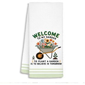 Welcome to My Garden Kitchen Towel, Gardening Gifts for Women, Gifts for Plant Lovers, Plant Lady Mom Birthday Gift, Housewarming New Home Gift, Decorative Kitchen Towel, 16 x 24 Inch in Kuwait