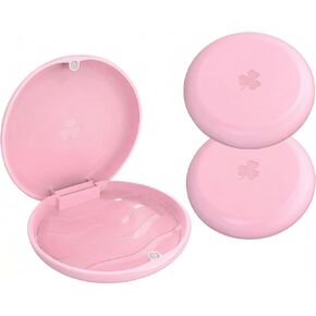 ARGOMAX 2-Pack Ultra-Thin Round Aligner & Retainer Case with Magnetic Closure – Slim Portable Travel Container for Braces, Mouth Guard, Night Guard, BPA-Free Anti-Slip Water Ripple Design (Pink) in Saudi Arabia