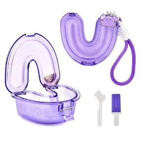 Portable Retainer Case – Waterproof Leakproof Dental Storage Box for Braces, Dentures & Aligners, Compact U-Shaped Travel Holder with Strap, Durable Hygienic Container (Purple) in Kuwait