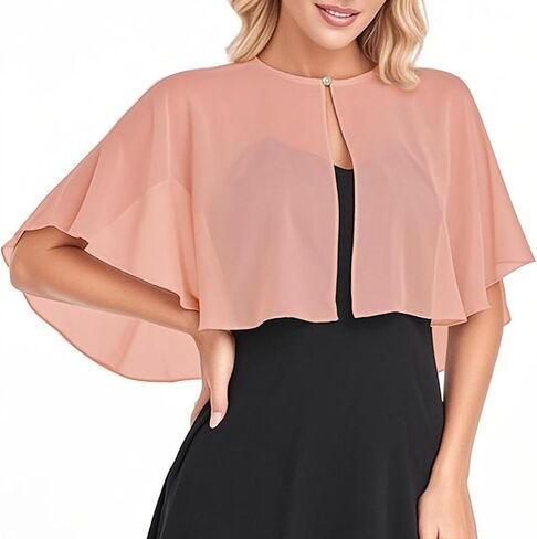 Solf Chiffon Shawl Wraps for Evening Dress Shoulder Wedding Cape Shrug Bolero Flapper Cover Up Formal Dressy in Kuwait