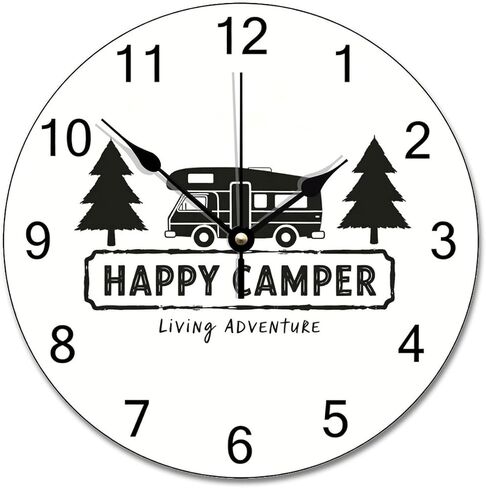 RV Vintage Wall Clock Fifth Wheel Camper Travel Trailer Wood Clock 10 in Silent Non-Ticking Wooden Wall Clocks Battery Operated Living Room Bedroom Kitchen Farmhouse Decor in Kuwait