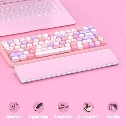 Computer Keyboard Wrist Rest Pad, PU Surface, Soft Memory Foam Filling, ABS Base with Anti-Slip Stickers, 60% 61 Keys Compact Size 11.42 x 2.76 x 0.78 in (Pink-61Key) in Saudi Arabia
