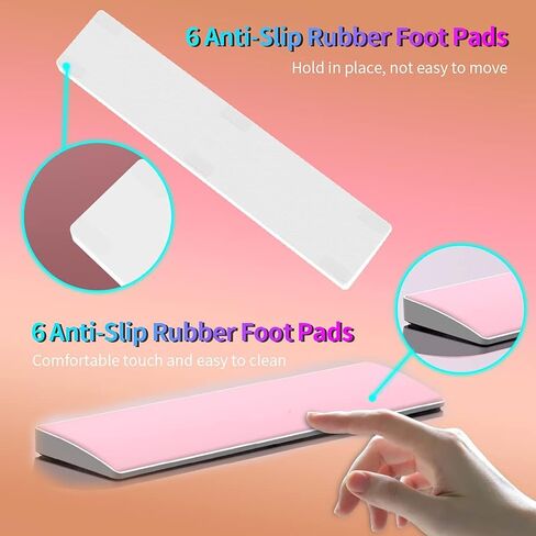 Computer Keyboard Wrist Rest Pad, PU Surface, Soft Memory Foam Filling, ABS Base with Anti-Slip Stickers, 60% 61 Keys Compact Size 11.42 x 2.76 x 0.78 in (Pink-61Key) in Saudi Arabia