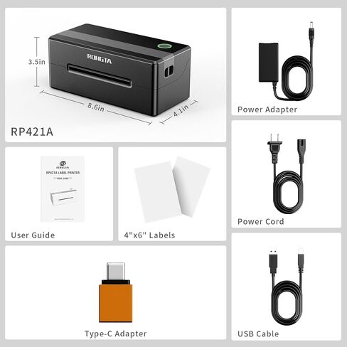 Rongta Bluetooth Thermal Shipping Label Printer, 4x6 Wireless Label Maker for Shipping Packages & Small Business, Compatible with Android iOS, Mac & Windows, Ebay, Amazon, Shopify, USPS, Etsy in Saudi Arabia