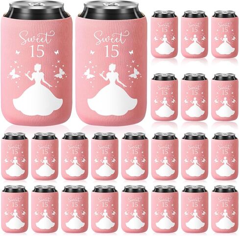 50 Pcs Quinceanera Party Favors for Guests 15th Birthday Beer Can Coolers Sleeves Quinceanera Party Can Sleeves Quinceanera decorations Can Coolers for Sweet 15 Birthday Party Favor (Blue) in Kuwait