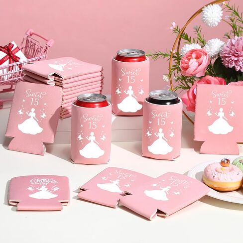 50 Pcs Quinceanera Party Favors for Guests 15th Birthday Beer Can Coolers Sleeves Quinceanera Party Can Sleeves Quinceanera decorations Can Coolers for Sweet 15 Birthday Party Favor (Blue) in Kuwait