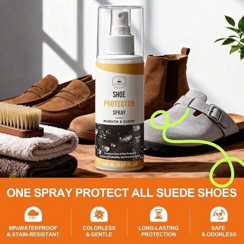 Waterproof Shoe Spray Protector: PFAS-Free Non-Aerosol Stain & Water Repellent Treatment for Hiking, Travel & Everyday Shoe Care for Leather Suede Nubuck Sneakers & Boots 5.4oz in Kuwait