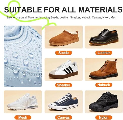 Waterproof Shoe Spray Protector: PFAS-Free Non-Aerosol Stain & Water Repellent Treatment for Hiking, Travel & Everyday Shoe Care for Leather Suede Nubuck Sneakers & Boots 5.4oz in Kuwait