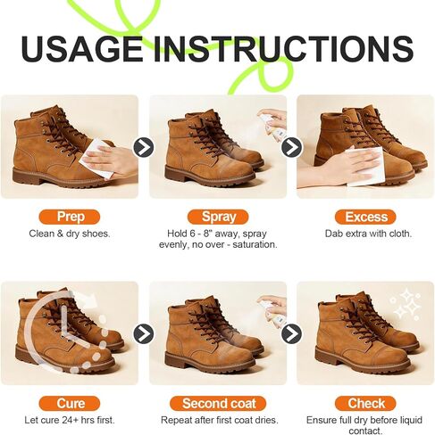 Waterproof Shoe Spray Protector: PFAS-Free Non-Aerosol Stain & Water Repellent Treatment for Hiking, Travel & Everyday Shoe Care for Leather Suede Nubuck Sneakers & Boots 5.4oz in Kuwait