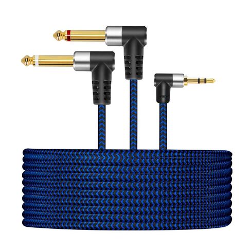 GGMTY 1/8" TRS to Dual 1/4" TS Mono Stereo 30FT Y-Cable Splitter Cord Compatible for Smartphone, iPod,Sound Card,CD Players,Multimedia Speaker,PA Audio and Home Stereo System in Saudi Arabia