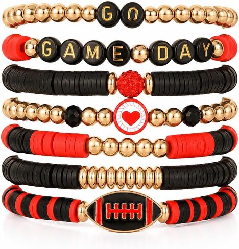 Game Day Bracelets for Women Football Baseball Bracelet Stackable Heishi Clay Beaded Stretch Bracelets Football Baseball Outfit Jewelry Accessories Party Favors Gifts in Saudi Arabia