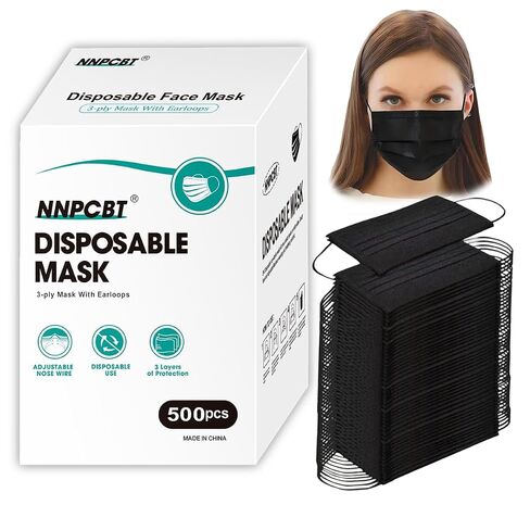 NNPCBT 100 قطعة 3 طبقات سوداء من قناع الوجه القابل للتصرف، مرشح حماية الوجه in Saudi Arabia