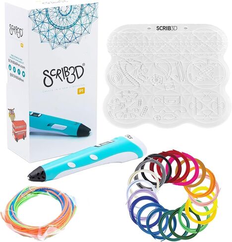SCRIB3D P1 3D Printing Pen Bundle with Silicone 3D Mat & 20-Color PLA Filament Refills, 320 Feet, 1.75mm – Includes Display Pen, Stencil Book, Project Guide & Power Adapter in Kuwait