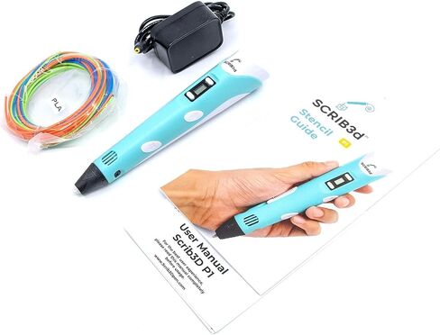 SCRIB3D P1 3D Printing Pen Bundle with Silicone 3D Mat & 20-Color PLA Filament Refills, 320 Feet, 1.75mm – Includes Display Pen, Stencil Book, Project Guide & Power Adapter in Kuwait