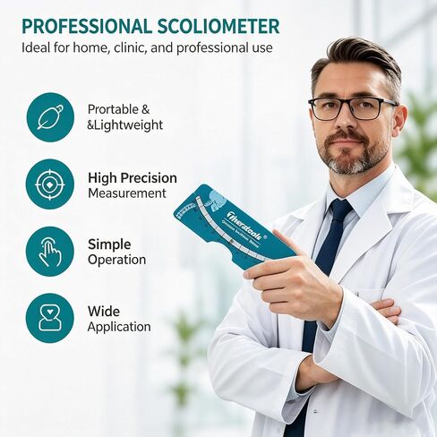 Professional Scoliometer Portable for Scoliosis - Spine Scoliometer Measuring Tool, High-Precision Spinal Curvature Screening with Clear Scale for Home, Clinic & Physical Therapy Use in Kuwait
