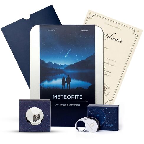 Authentic Meteorite Rock Gift Box – Real Space Rock with Certificate, Magnifying Glass & PE Display Case – Unique Outer Space Gift for Kids & Adults in Kuwait