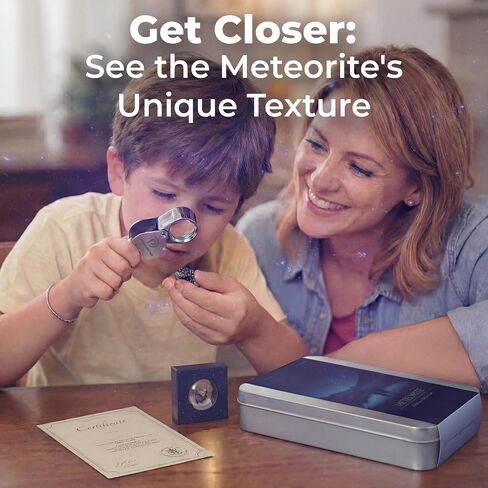 Authentic Meteorite Rock Gift Box – Real Space Rock with Certificate, Magnifying Glass & PE Display Case – Unique Outer Space Gift for Kids & Adults in Kuwait