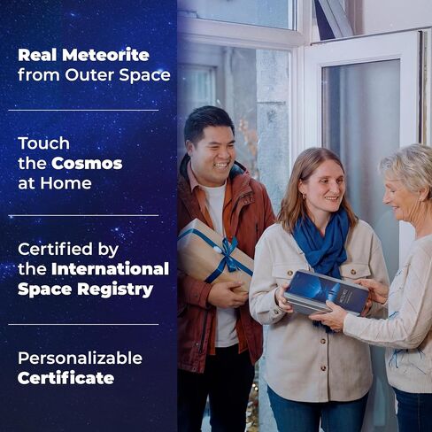 Authentic Meteorite Rock Gift Box – Real Space Rock with Certificate, Magnifying Glass & PE Display Case – Unique Outer Space Gift for Kids & Adults in Kuwait