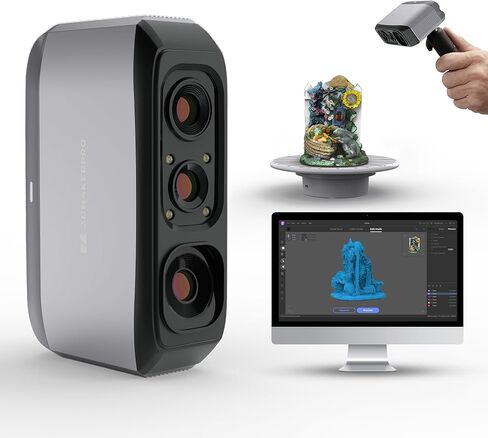 3DMakerpro 3D Scanner for 3D Printing, Handheld 3D Printer Scanner 0.05mm Precision, 10FPS Scanning Speed for Medium Object, Support for Android/iOS/Win/MacOS, Moose Lite Premium Kit in Kuwait