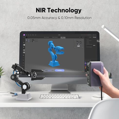 3DMakerpro 3D Scanner for 3D Printing, Handheld 3D Printer Scanner 0.05mm Precision, 10FPS Scanning Speed for Medium Object, Support for Android/iOS/Win/MacOS, Moose Lite Premium Kit in Kuwait