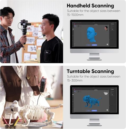 3DMakerpro 3D Scanner for 3D Printing, Handheld 3D Printer Scanner 0.05mm Precision, 10FPS Scanning Speed for Medium Object, Support for Android/iOS/Win/MacOS, Moose Lite Premium Kit in Kuwait