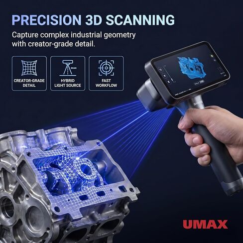 EinScan Rigil Lite 3D Scanner for 3D Printing Triple Mode 17+17 Crossed 7 Parallel Laser Lines 24GB RAM 512GB SSD 64GB Storage – All in One Wireless Handheld Digitizer for Design Reverse Engineering in Kuwait