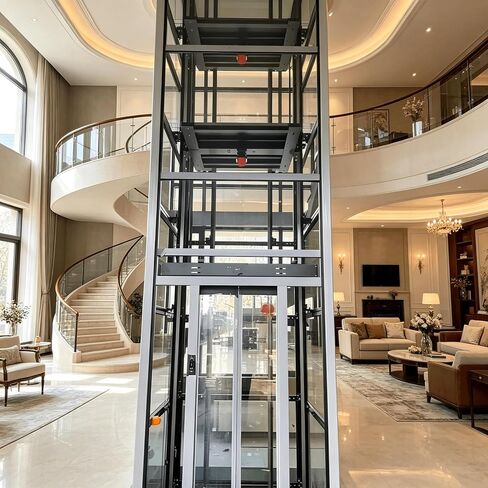 Compact Indoor Elevator, Smooth Traction Drive Elevator with Stainless Steel Cabin, Misoperation Cancel Function for Rural Manor & Duplex Courtyard in Kuwait