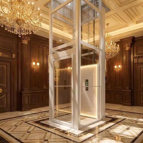 Premium Electric Home Elevator, Smooth Indoor Elevator with Emergency Stop Plate, Stable Running for Country House & Small Villa Office, Optional Aluminum Alloy Shaft Frame in Kuwait