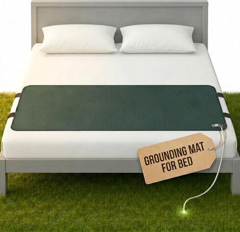 Grounding Mat for Bed (King/Queen/Full/Twin) - Earthing Grounding Pad, Soft Breathable Conductive Carbon Sleep Mat, Better Sleep & Muscle Relaxation, Anti-Slip Durable, Easy Setup, Gift Box Included in Kuwait