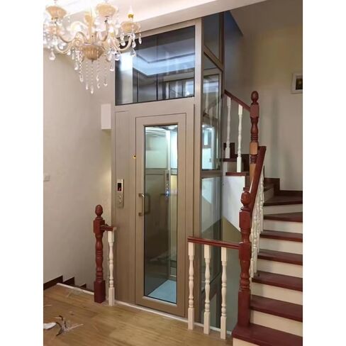 Compact Electric Home Elevator, Premium Indoor Elevator with One-Click Call System, Wood Veneer & Stainless Steel Optional Cabin, for Private Manor & Village Retail Loft in Kuwait