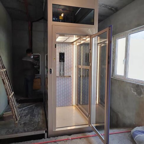 Compact Electric Home Elevator, Premium Indoor Elevator with One-Click Call System, Wood Veneer & Stainless Steel Optional Cabin, for Private Manor & Village Retail Loft in Kuwait