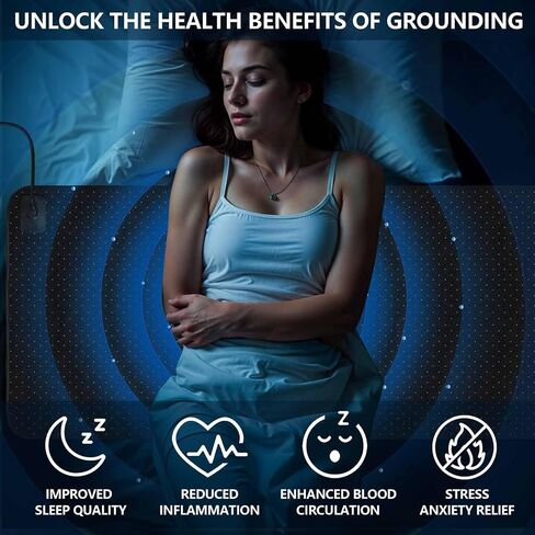 Grounding Mat for Bed, Grounding Mat for Sleeping, Tear-Resistant PU Leather Grounding Pad with Cord, Mattress Size Grounding Mat King (27"x78", Charcoal) in Kuwait