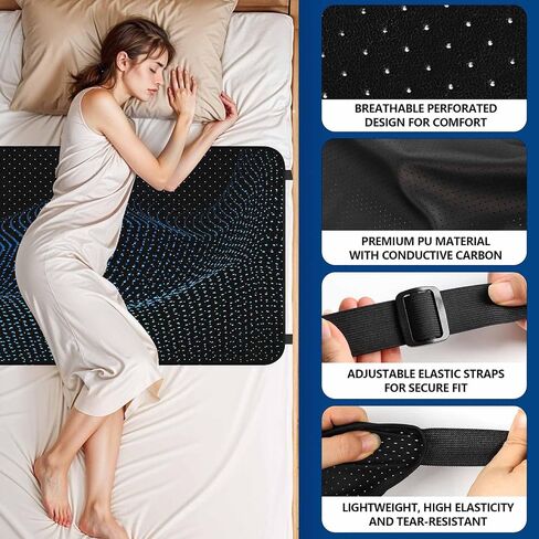 Grounding Mat for Bed, Grounding Mat for Sleeping, Tear-Resistant PU Leather Grounding Pad with Cord, Mattress Size Grounding Mat King (27"x78", Charcoal) in Kuwait