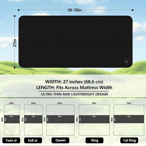 Grounding Mat for Bed, Grounding Mat for Sleeping, Tear-Resistant PU Leather Grounding Pad with Cord, Mattress Size Grounding Mat King (27"x78", Charcoal) in Kuwait