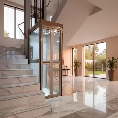 Mini Traction Drive Elevator, Premium Electric Home Elevator with Galvanized Rustproof Frame and Redundant Brake Device for Private Mansion & Neighborhood Boutique Shop in Kuwait