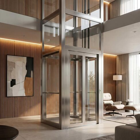 Custom Electric Home Elevator with Multi Safety Interlock for Elderly & Kid Friendly, Modern Indoor Elevator with Large Diameter Steel Wire Rope for Countryside Duplex Loft in Kuwait