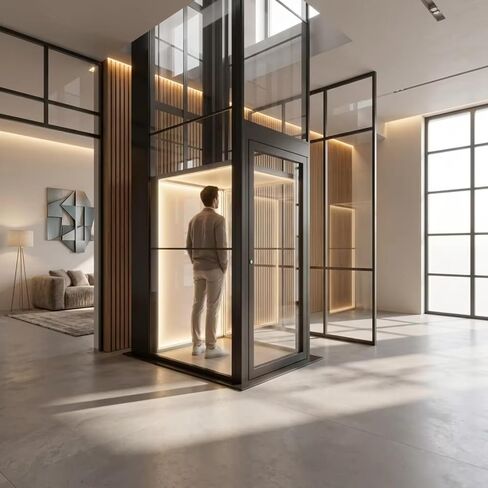 Quiet Indoor Elevator, Space-Saving Electric Home Elevator, Permanent Magnet Traction Lift with Backup Power Descent Valve for Village Cottage & Private Courtyard Mansion in Kuwait
